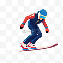 卡通滑雪运动员图片_卡通手绘滑雪运动员