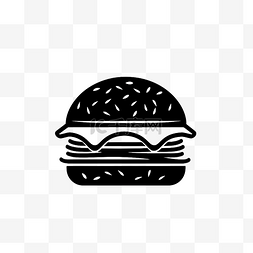 极简logo图片_扁平多层芝士汉堡黑白logo