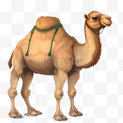 骆驼psd图片_卡通可爱扁平风格埃及骆驼