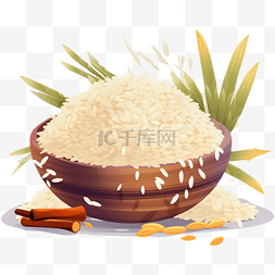 充足的食物图片_卡通大米水稻谷物