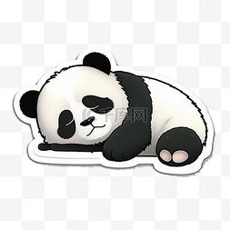 国潮熊猫吃面条图片_创意卡通熊猫贴纸元素
