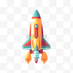 卡通彩色火箭飞船手绘
