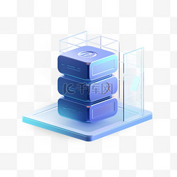 蓝色科技商务素材图片_3D数据科技互联网商务图标免抠元