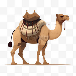 埃及纸面图片_卡通可爱扁平风格埃及骆驼
