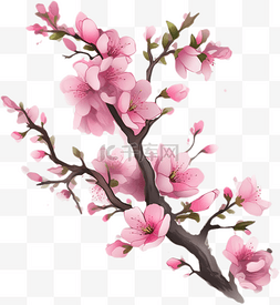 手绘粉色樱花唯美树枝
