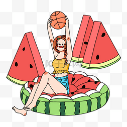 水果女孩图片_夏天夏季描边人物女孩运动