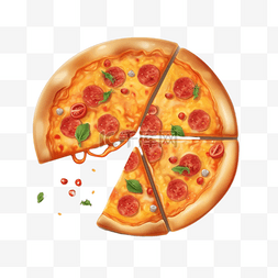 手绘披萨插画图片_卡通手绘美食披萨