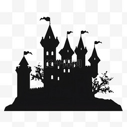 黑白吸血鬼城堡剪影背景