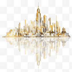 金色城市水平线天际线建筑剪影