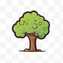 卡通绿色大树插画图片_简约风格淡绿色可爱大树