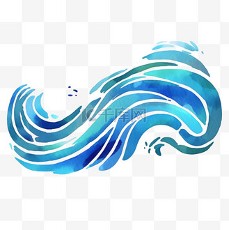 水彩风格插画素材图片素材_水彩风格惊涛骇浪海浪素材