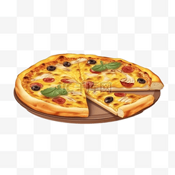 手绘食物披萨图片_卡通手绘美食披萨