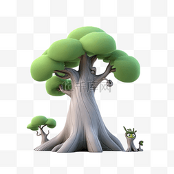 3d大树图片_卡通手绘3D大树树木