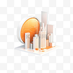 3D金融商务橙色图标免抠元素