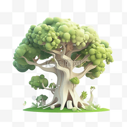 大树3D图片_卡通手绘3D大树树木