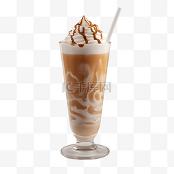 咖啡色木桌图片_美味咖啡冰淇淋冷饮品
