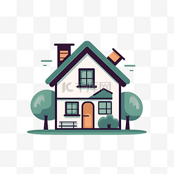 小房子插画ai图片_可爱风扁平小房子图标