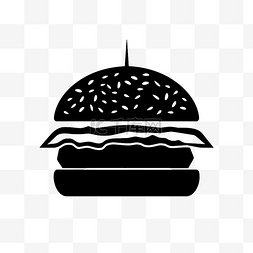 黑白极简图片_扁平汉堡黑白logo
