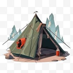 户外合成海报图片_卡通手绘户外露营帐篷
