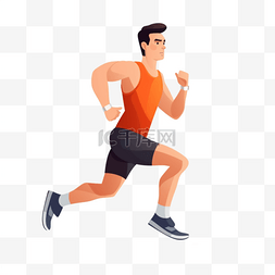 跑步运动健身图片_扁平风格跑步男人元素