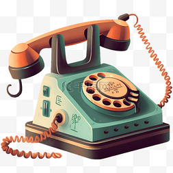 电话透色图片_卡通手绘复古座机电话