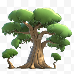 3d卡通大树图片_卡通手绘3D大树树木