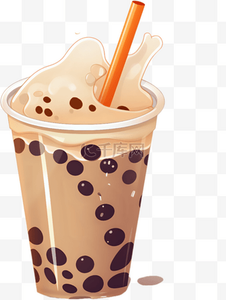 奶茶兄弟图片素材_手绘珍珠奶茶饮品