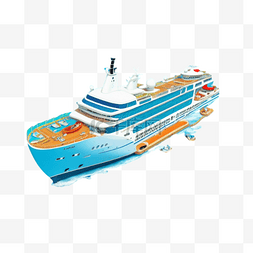 卡通手绘轮船图片_卡通手绘航海游轮