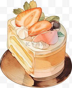 卡通水彩小蛋糕水果蛋糕