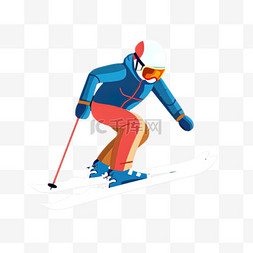 卡通手绘滑雪运动员