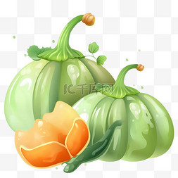 南瓜植物图片_扁平风格南瓜植物蔬菜
