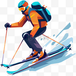 卡通滑雪扁平风格运动体育