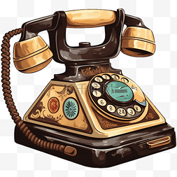 复古电话扁平图片_卡通扁平风格复古座机电话