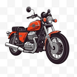 摩托车图片_手绘插画风免抠元素摩托车