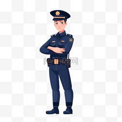 拿盾牌的警察图片_卡通手绘警察职业