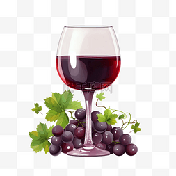 葡萄酒葡萄酒图片_卡通手绘葡萄酒红酒杯