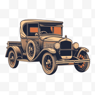 手绘插画风免抠元素老爷车