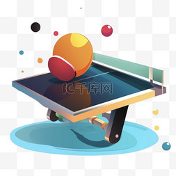 卡通手绘乒乓球运动体育