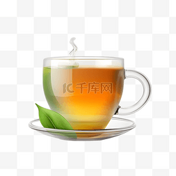 茶叶插画图片_热腾腾的浓浓绿茶