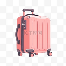 粉色卡通行李箱图片_卡通粉色旅游行李箱手绘