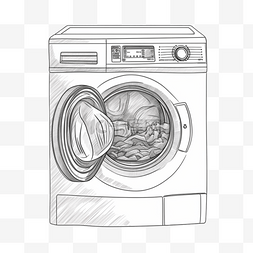 手绘插画风免抠元素洗衣机