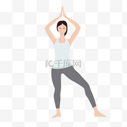 卡通手绘瑜伽运动健身