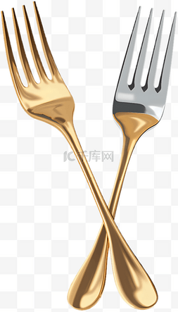 叉子金色西餐餐具