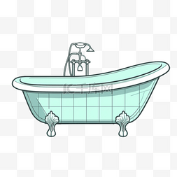 手绘插画风免抠元素浴缸
