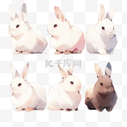 兔子水彩图片_水彩兔子装饰贴纸白兔卡通可爱