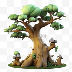卡通手绘3D大树树木