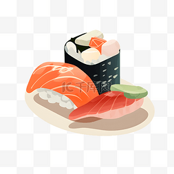 米饭卡通图片图片_卡通海苔三文鱼寿司料理