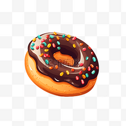 甜甜圈手绘图片_卡通巧克力甜甜圈甜点面包