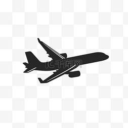 飞机大战飞机图片_扁平极简黑白飞机起飞
