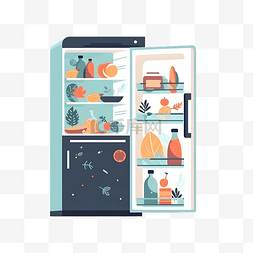 卡通扁平家用电器单开门冰箱